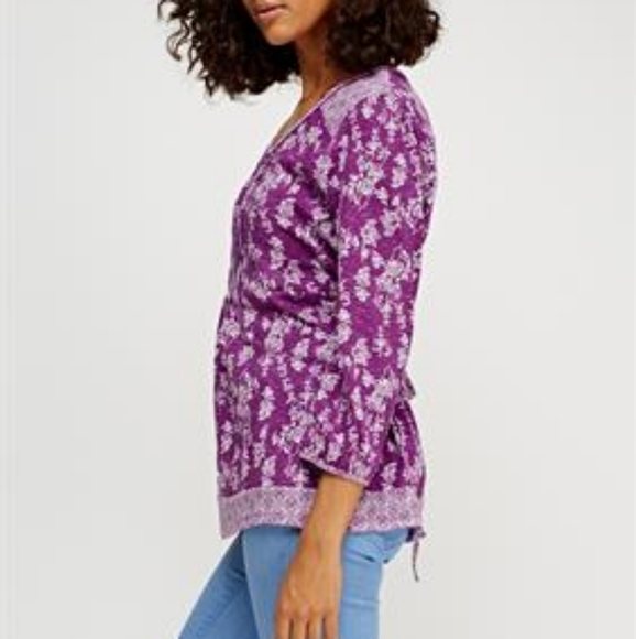 Purple 3/4 Sleeve Printed Top - Picture 4 of 4
